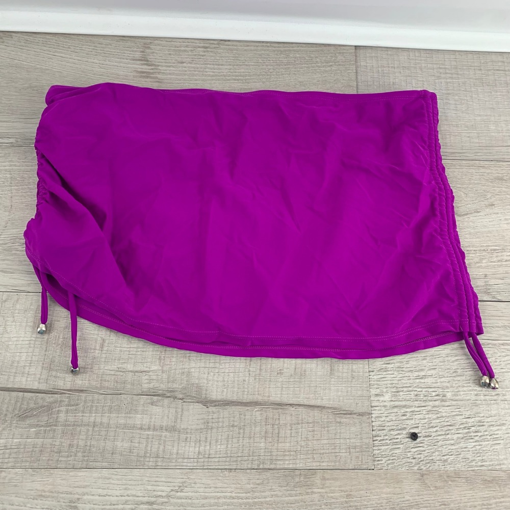Collections by Catalina Womens Purple Ruched Swim Skirt XL 16-18 Side Tie Skort